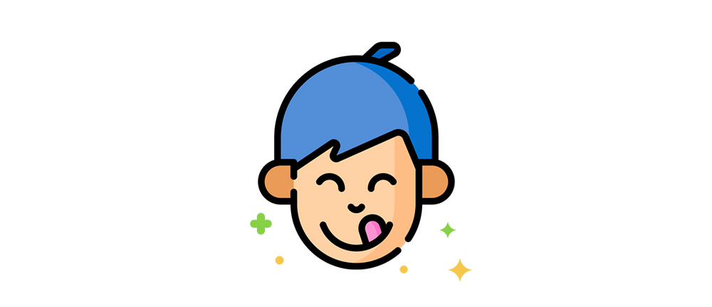 Illustration of happy chef hat character representing delicious and flavorful Flows Tasty Treats snacks